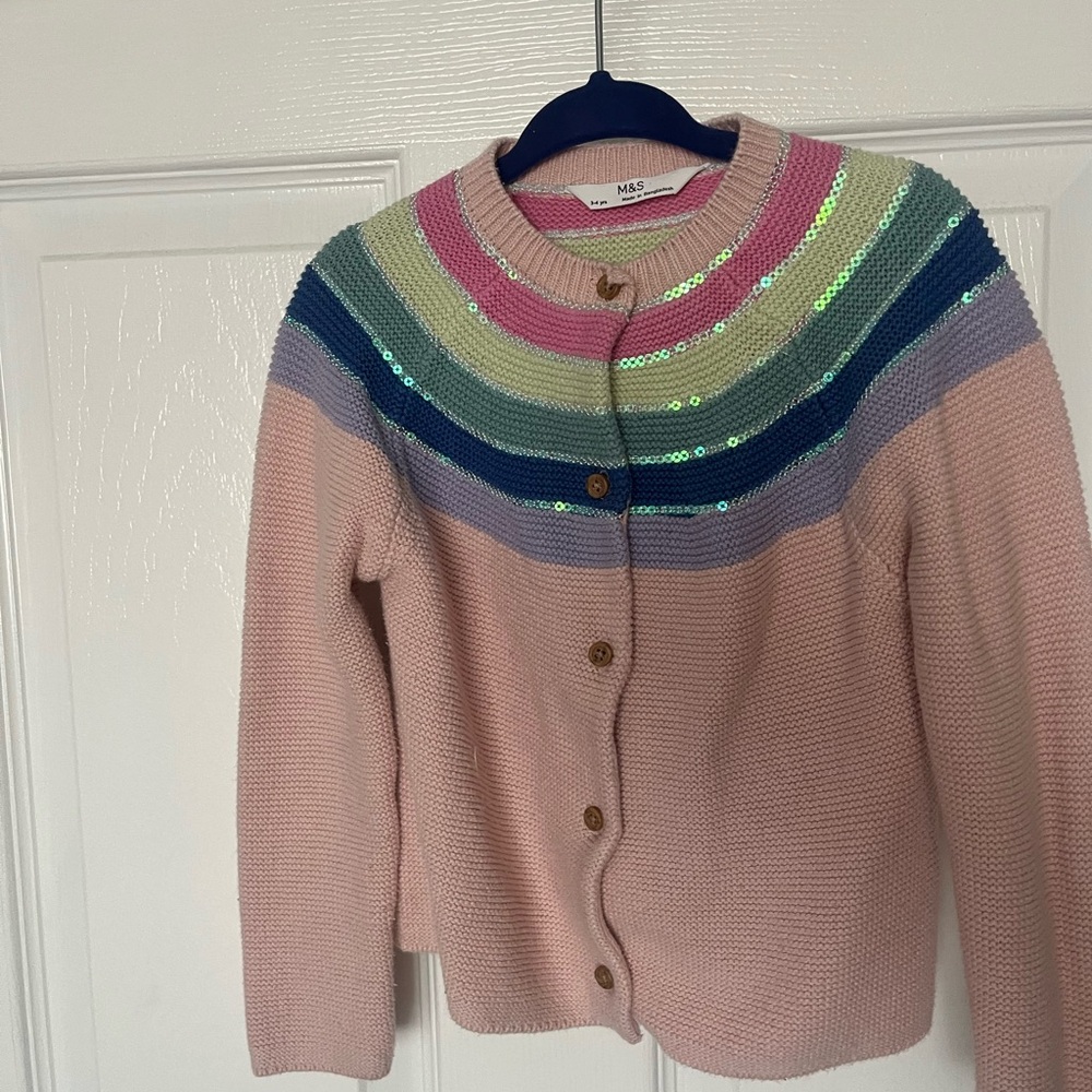 Pink Multicolor Sequin Sweater